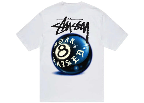 Stussy Born X Raised 8 Ball Tee White