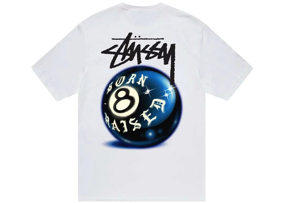 Stussy Born X Raised 8 Ball Tee White