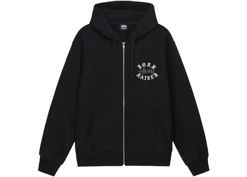 Stussy Born X Raised Logo Zip Hoodie Black