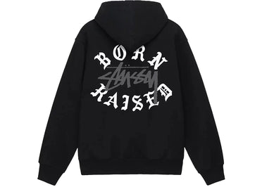 Stussy Born X Raised Logo Zip Hoodie Black