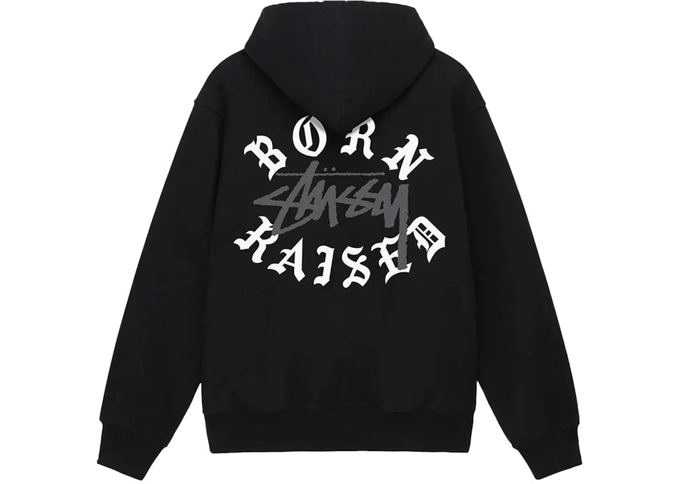 Stussy Born X Raised Logo Zip Hoodie Black