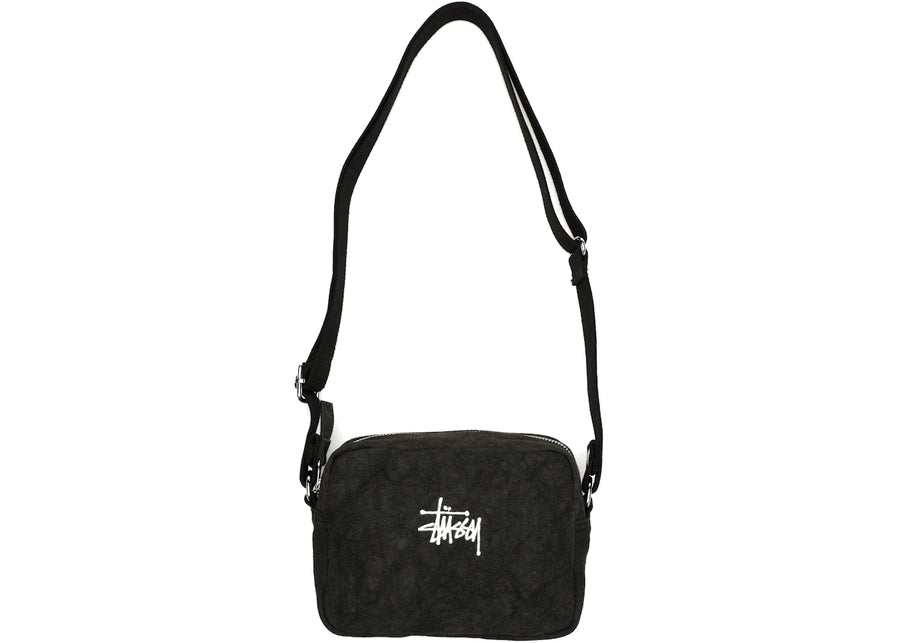 Pochette latérale Stussy en toile noire délavée