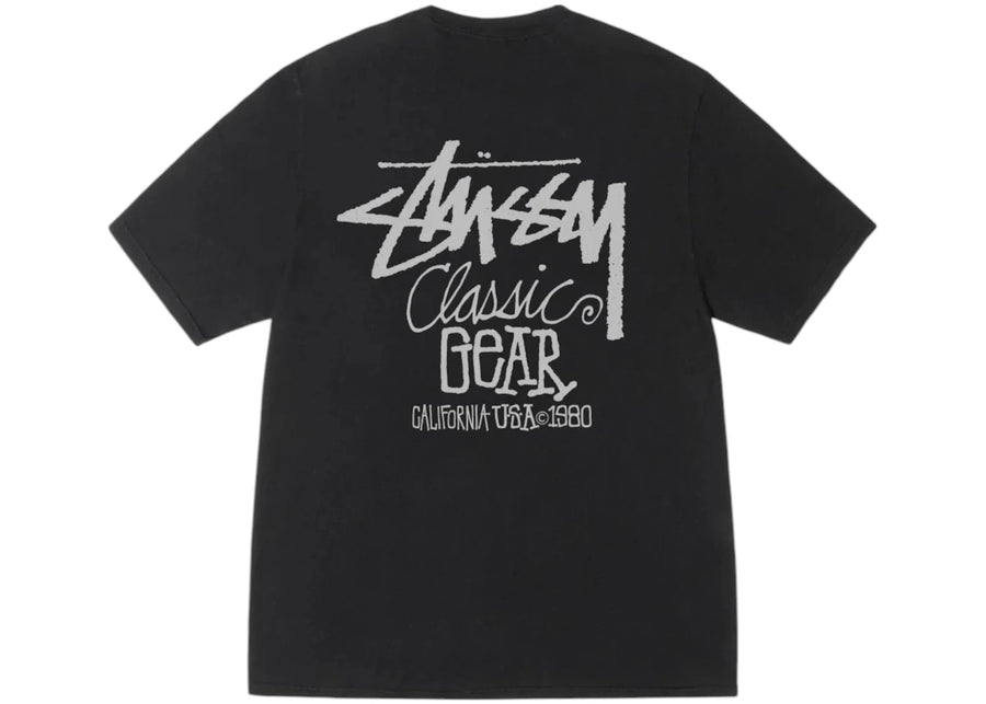 T-shirt Stussy Classic Gear noir teint aux pigments