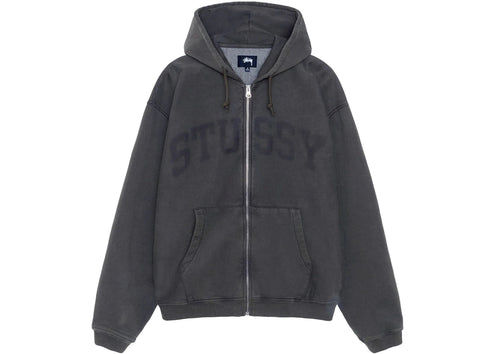 Stussy Faded Graphic Zip Hoodie Washed Black