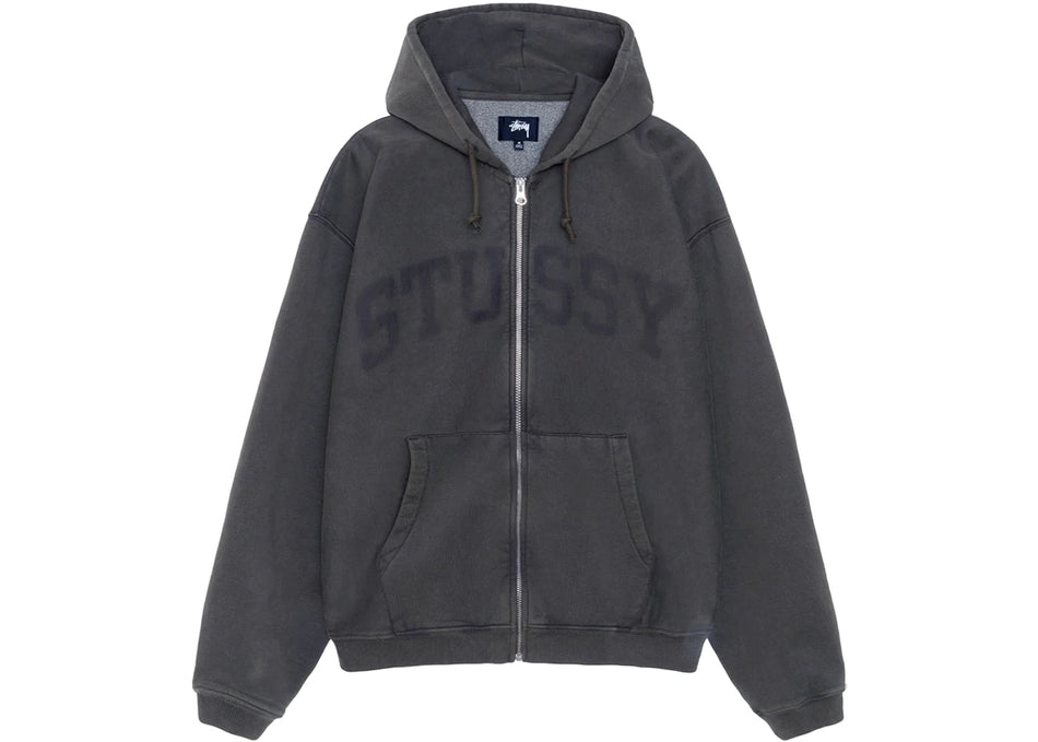 Stussy Faded Graphic Zip Hoodie Washed Black