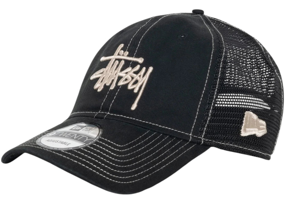 Stussy New Era 9Twenty Washed Basic Trucker Night Black