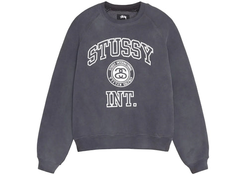 Stussy Overlock Varsity Raglan Crew Washed Black