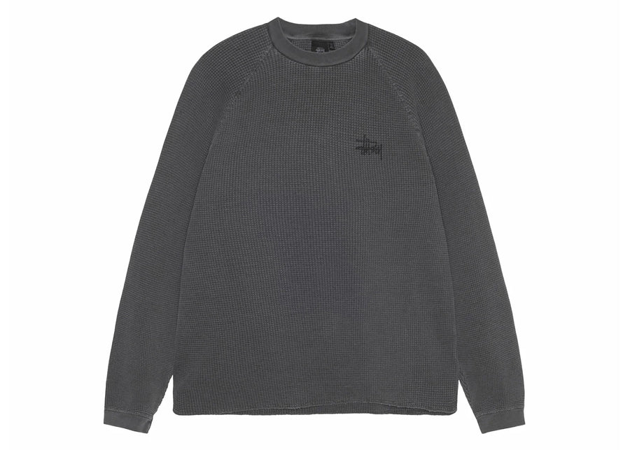 T-shirt thermique Stussy Raglan manches longues noir délavé