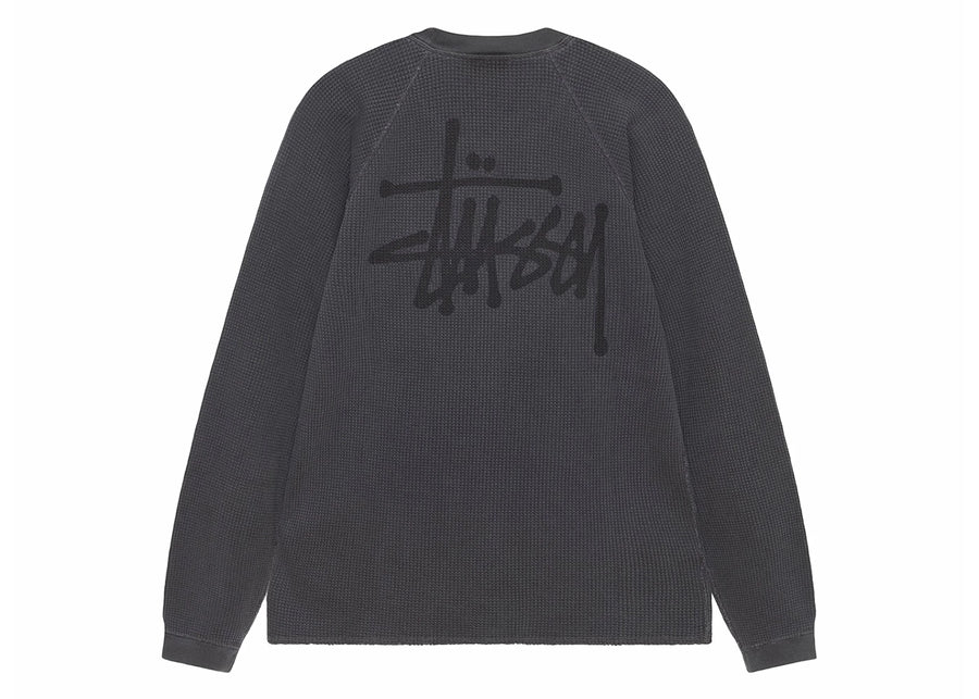 T-shirt thermique Stussy Raglan manches longues noir délavé