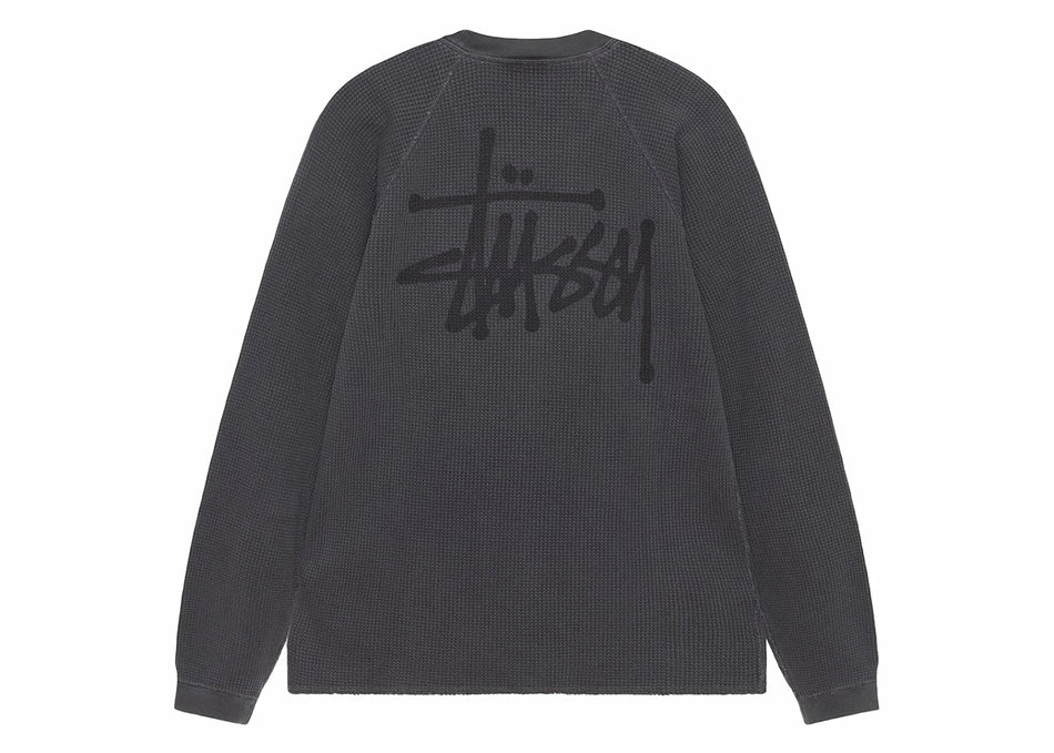 Stussy Raglan Thermal L/S Crew Washed Black