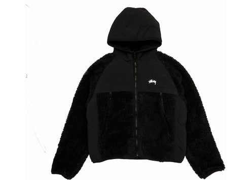 Stussy Sherpa Paneled Hooded Jacket Black