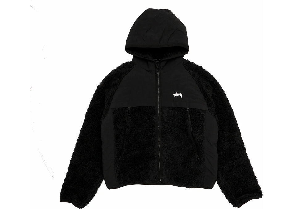 Stussy Sherpa Paneled Hooded Jacket Black