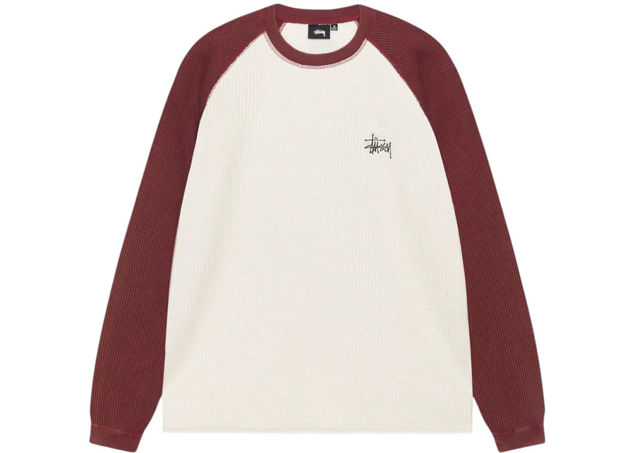 Chemise raglan bicolore thermique Stussy blanche