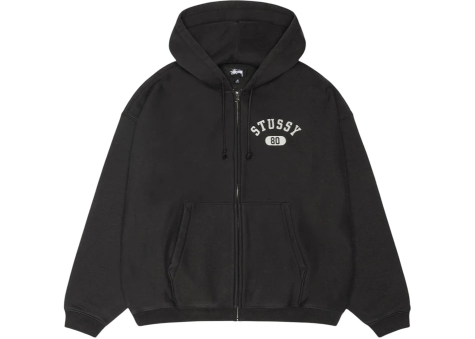 Stussy Varsity Zip Hoodie Washed Black