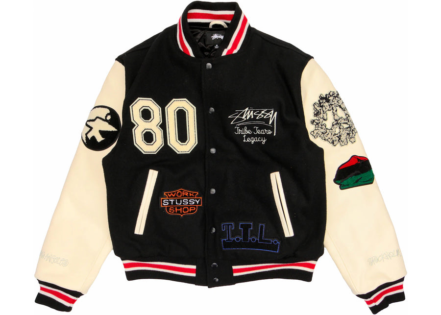 Veste universitaire Stussy x Denim Tears x Our Legacy TTL Noir/Blanc