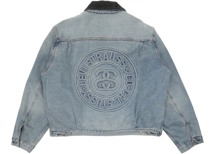 Veste trucker Stussy x Levi's Praglad en relief, bleu robuste Stussy