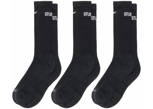Stussy x Nike Dri-FIT Crew Socks (3 Pack) Black
