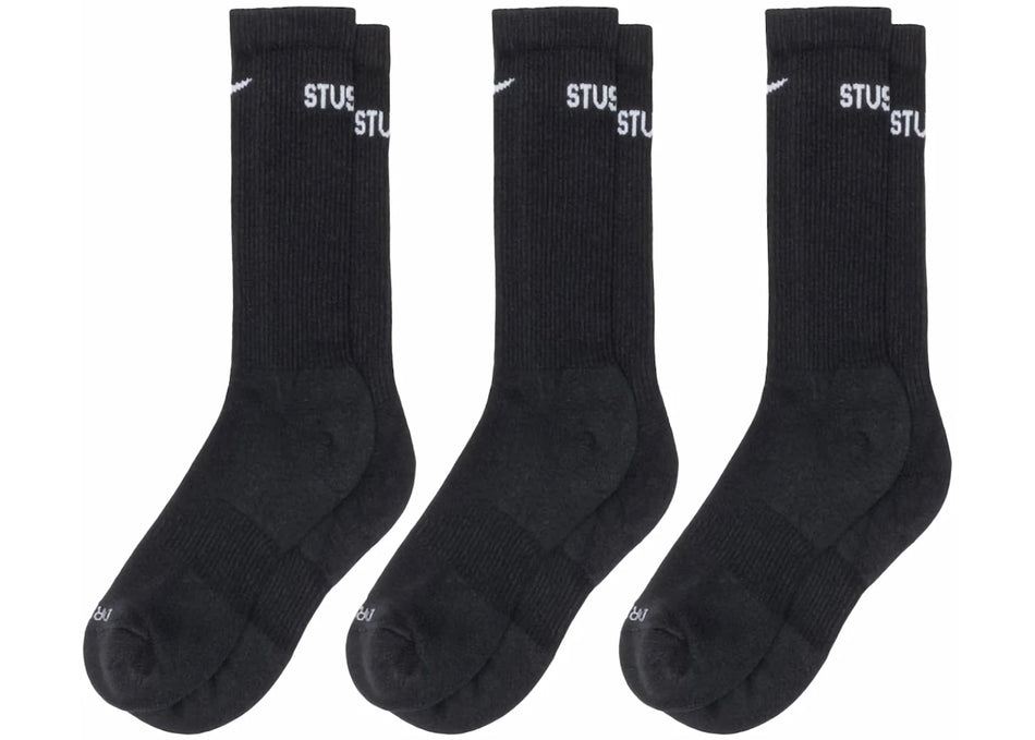 Stussy x Nike Dri-FIT Crew Socks (3 Pack) Black