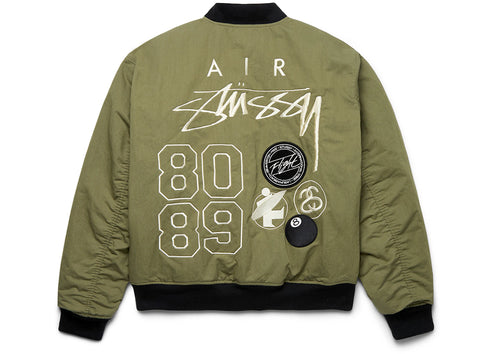 Stussy x Nike Reversible Varsity Jacket Medium Olive/Bright Mandarin