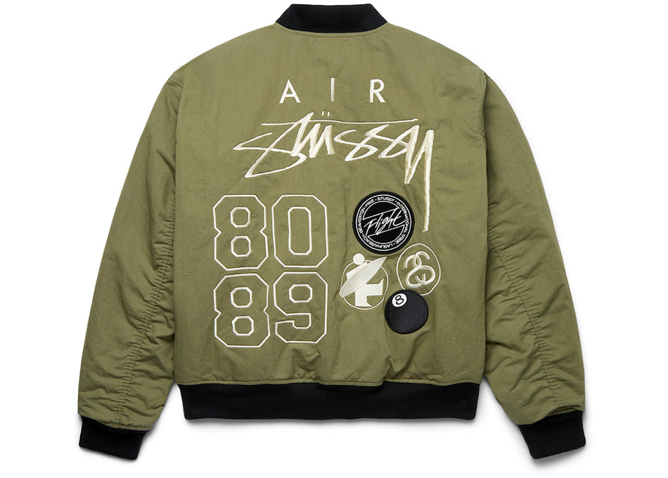 Stussy x Nike Reversible Varsity Jacket Medium Olive/Bright Mandarin