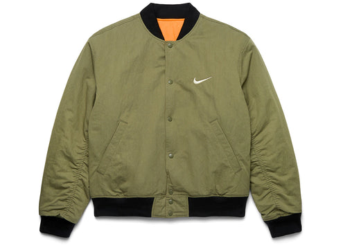 Stussy x Nike Reversible Varsity Jacket Medium Olive/Bright Mandarin