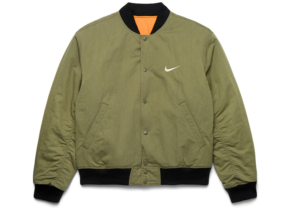 Stussy x Nike Reversible Varsity Jacket Medium Olive/Bright Mandarin