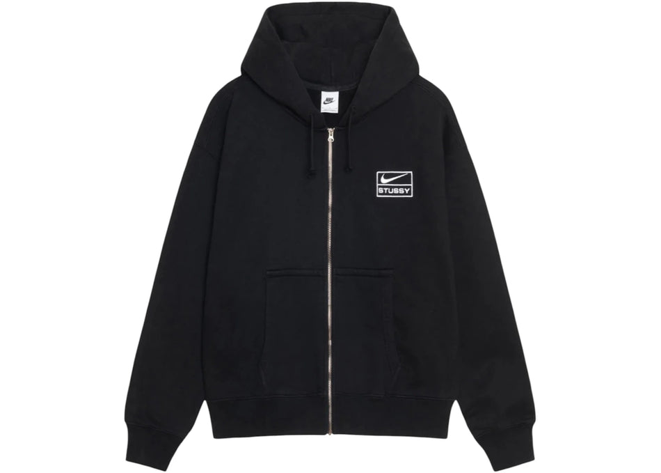 Stussy x Nike Stone Washed Fleece Zip Hoodie (FW25) Black