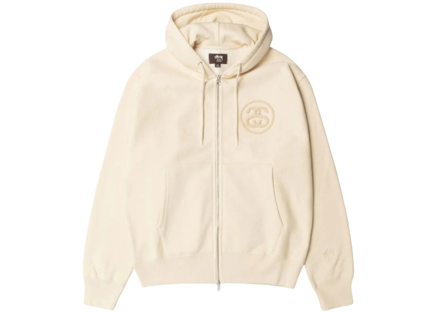 Sweat à capuche zippé Stussy x Wales Bonner Fleece ivoire