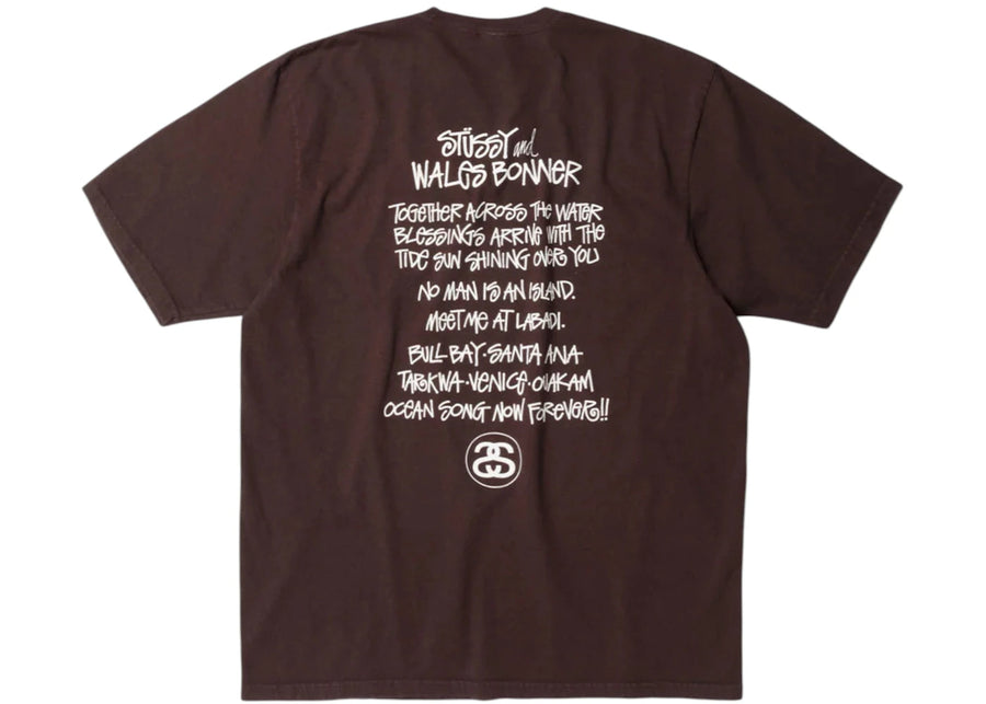T-shirt marron Stussy x Wales Bonner Ocean Song