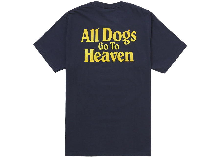T-shirt Supreme « Tous les chiens vont au paradis » bleu marine