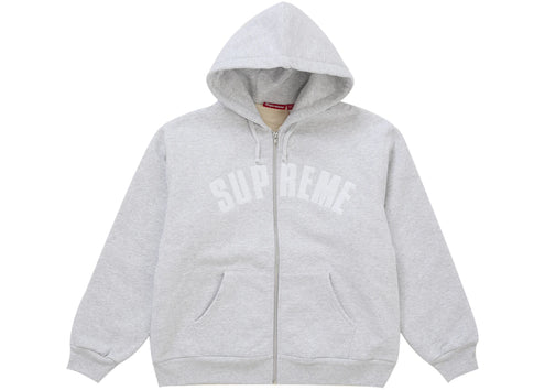 Supreme Arc Thermal Lined Zip Up Hooded Sweatshirt Ash Grey