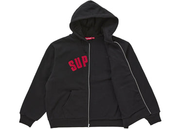Supreme Arc Thermal Lined Zip Up Hooded Sweatshirt Black