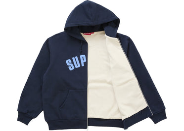 Supreme Arc Thermal Lined Zip Up Hooded Sweatshirt Navy