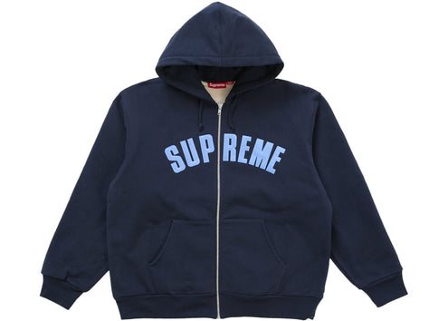 Supreme Arc Thermal Lined Zip Up Hooded Sweatshirt Navy