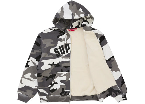 Supreme Arc Thermal Lined Zip Up Hooded Sweatshirt Snow Camo
