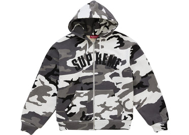 Supreme Arc Thermal Lined Zip Up Hooded Sweatshirt Snow Camo