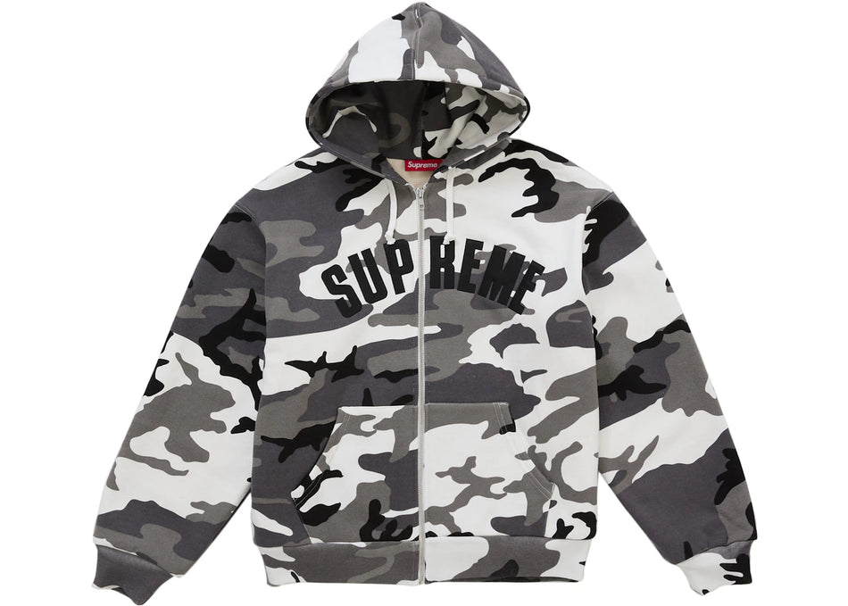 Supreme Arc Thermal Lined Zip Up Hooded Sweatshirt Snow Camo