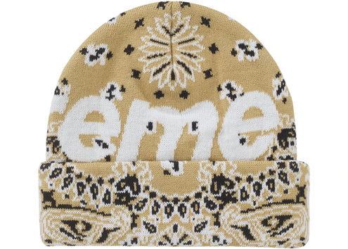 Supreme Bandana Big Logo Beanie Beige