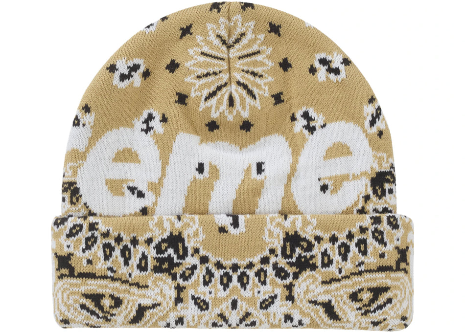 Supreme Bandana Big Logo Beanie Beige