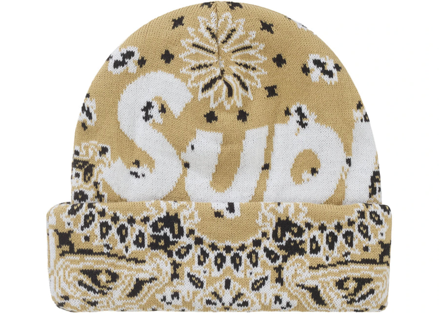 Bonnet Supreme Bandana à grand logo beige