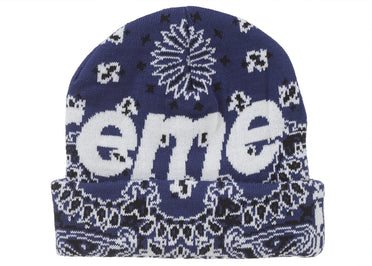 Supreme Bandana Big Logo Beanie Blue