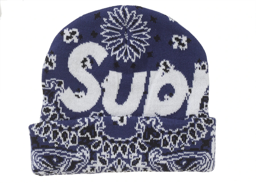 Bonnet Supreme Bandana à grand logo bleu