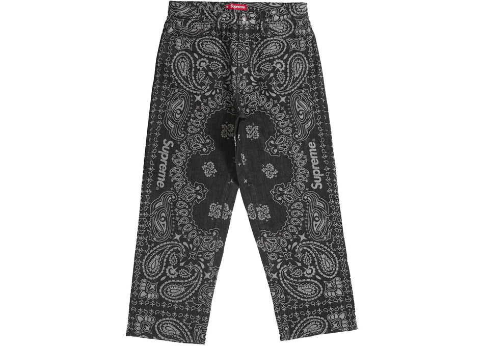 Supreme Bandana Jacquard Baggy Jean Black