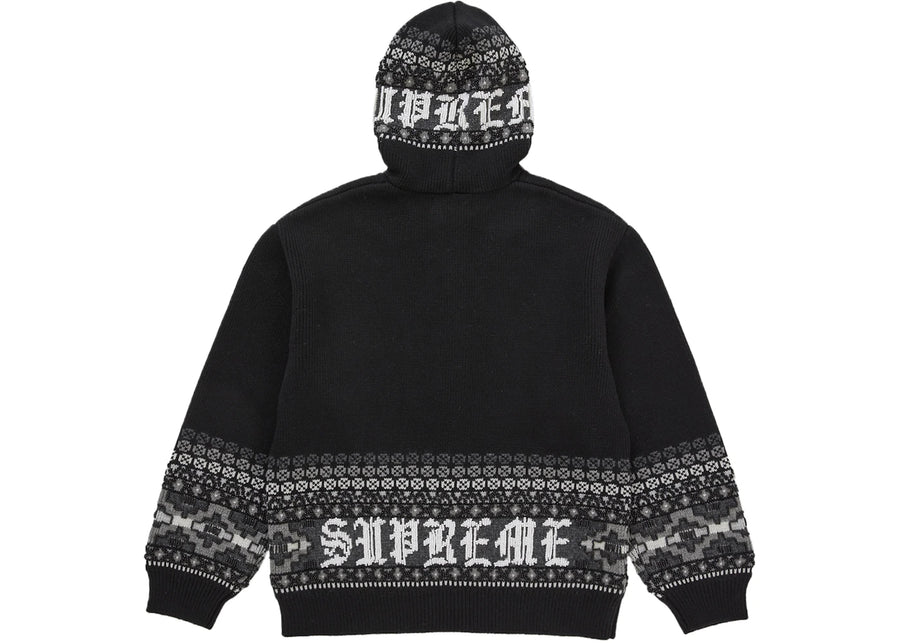 Supreme Beaded Zip Up Hooded Sweater Black