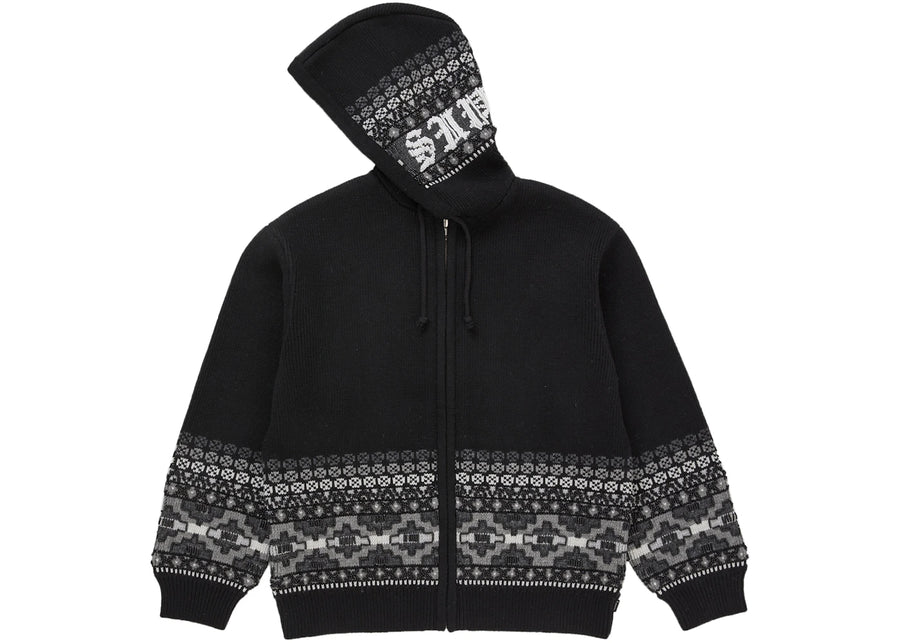 Supreme Beaded Zip Up Hooded Sweater Black