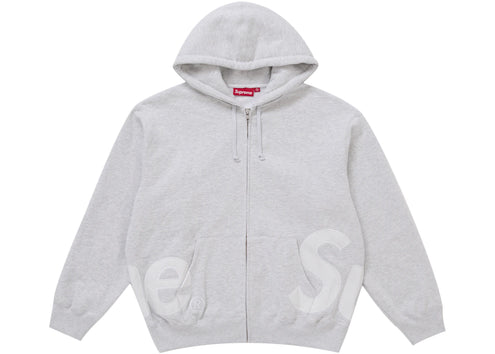 Supreme Big Logo Zip Up Hooded Sweatshirt Ash Grey
