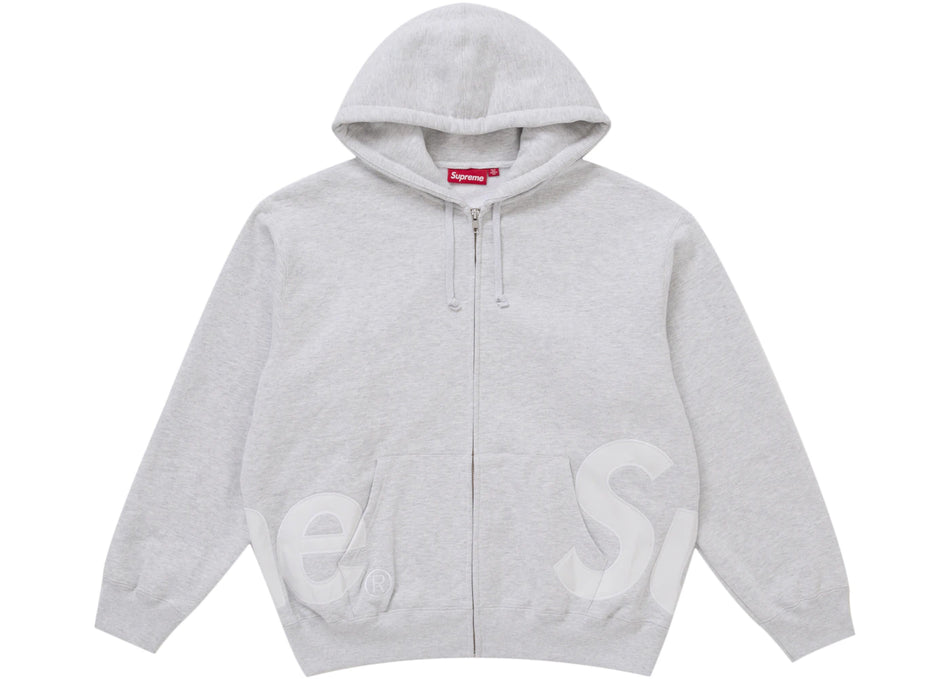 Supreme Big Logo Zip Up Hooded Sweatshirt Ash Grey