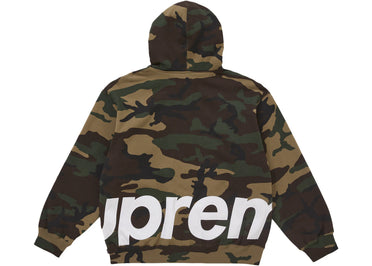Supreme Big Logo Zip Up Hooded Sweatshirt Woodland Camo