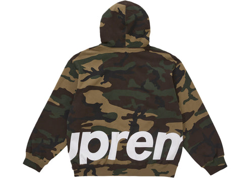 Supreme Big Logo Zip Up Hooded Sweatshirt Woodland Camo