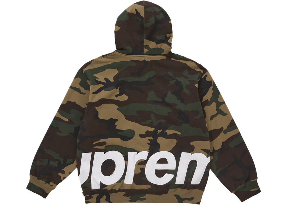 Supreme Big Logo Zip Up Hooded Sweatshirt Woodland Camo